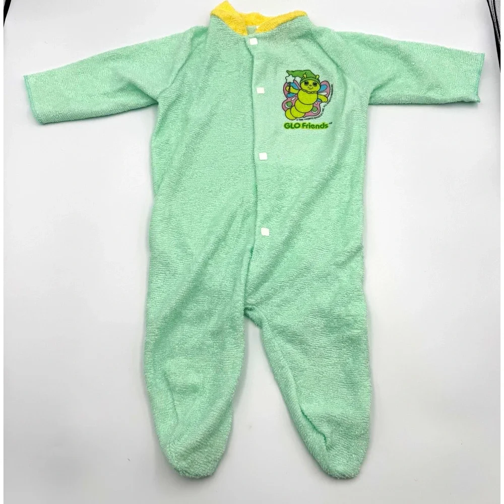 Vintage 1985 Glo Friends/GlowWorm Baby Sleeper Size Med 3-6m Sleeper NWOT- HTF